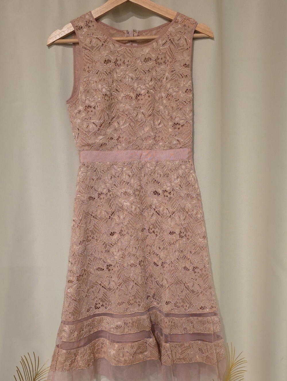 BCBGMaxAzria Blush Pink Lace-Trim Dress